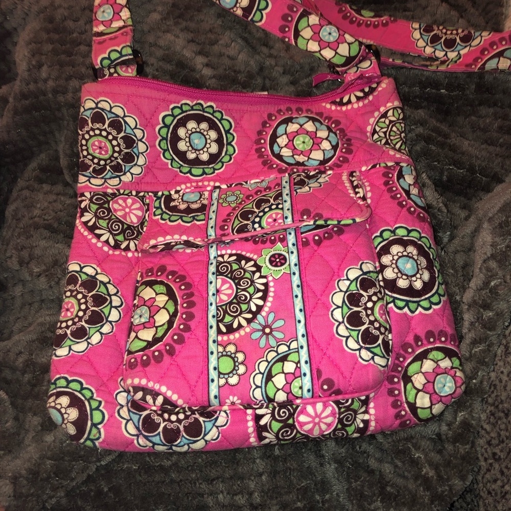 Vera Bradley Pink Quilted Crossbody with Multicolor Medallions